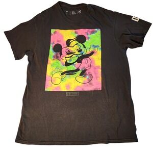 Disney Mickey Mouse Shirt Mens Medium Black Tie Dye Graphic NEFF EST 1928 Tee‎